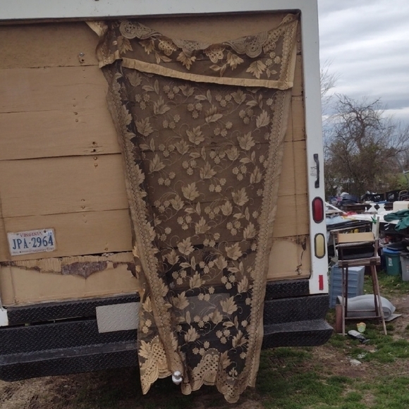 Vintage Floral Lace Curtain  Panels Pair NWOT Oversized 8'x4' - Picture 1 of 4